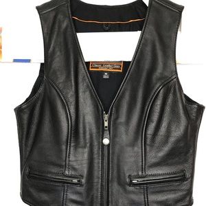 First Classic Black Leather Motorcycle med Vest